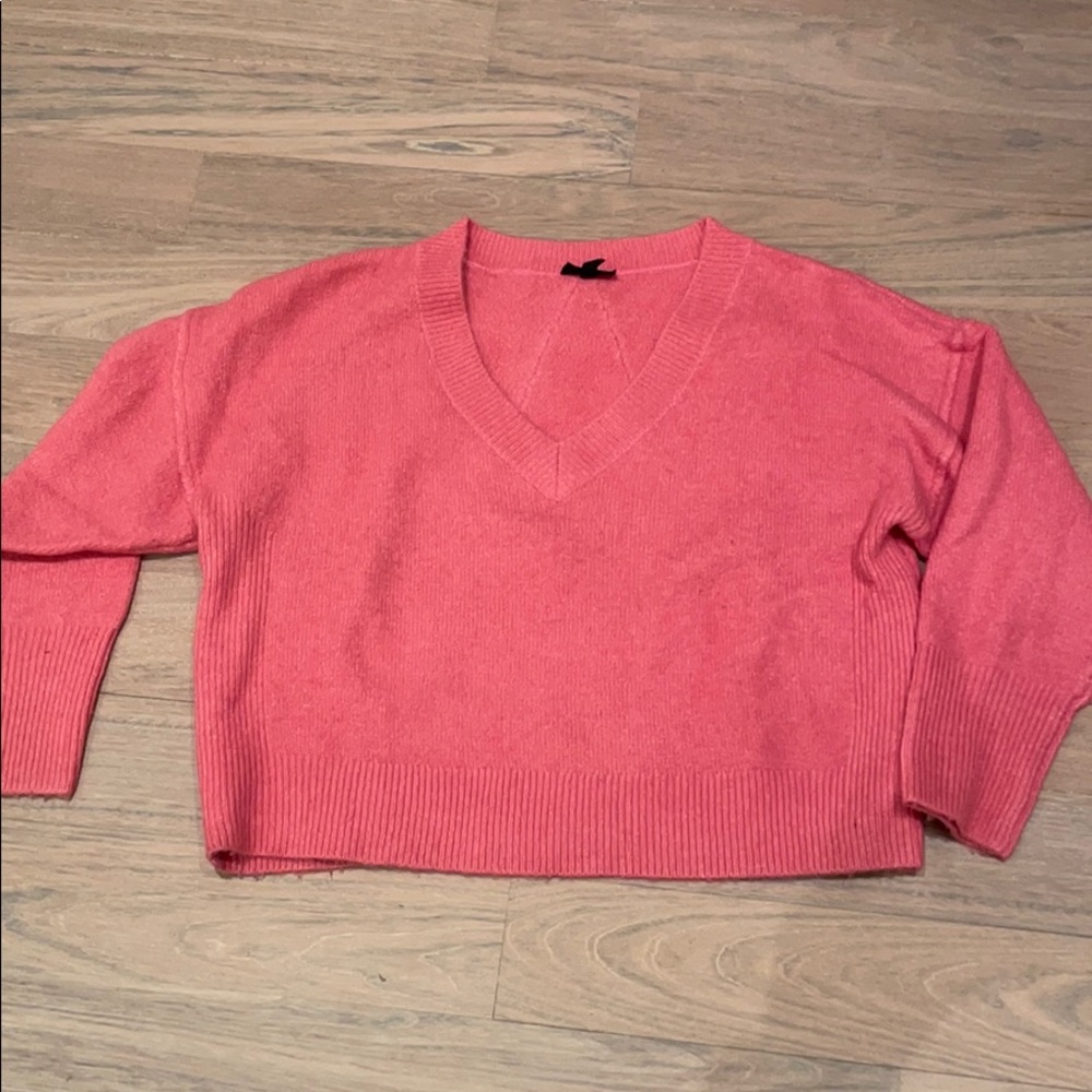 TOPSHOP Hot pink v-neck sweater